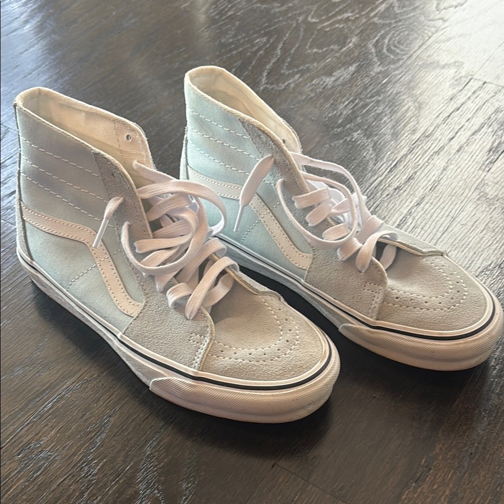 Vans Sk8-Hi Tapered Baby Blue Canvas and Suede High-Top Sneakers Size 9 1/2 - Picture 4 of 9